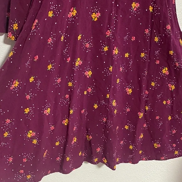 Old Navy Burgundy Floral Long Sleeve Dress - Picture 6 of 7